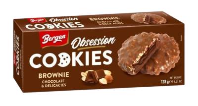 Печенье Берген Обсешен Брауни с шоколадом и орехами 128г