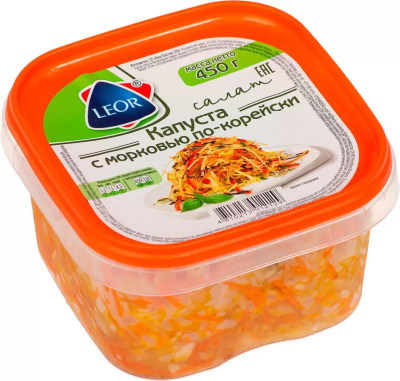 Салат Капуста с морковью по-корейски Леор пл/б 450г