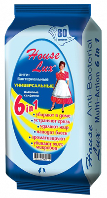 Салфетки влажные House Lux №80 универсальные антибактериальные 6в1