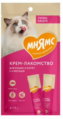 Крем-лакомство для кошек Мнямс Тунец Кацуо 60г