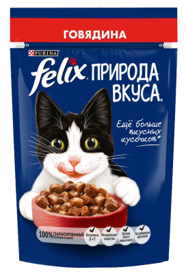 Корм влажный для кошек Феликс Природа Вкуса Говядина 75г