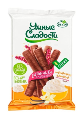 Батончики мини Умные сладости амарантовые со сливочной начинкой в глазури 110г