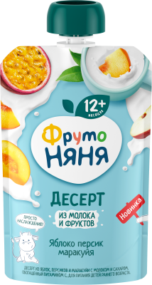 Десерт молочный ФрутоНяня Яблоко/Персик/Маракуйя с 12мес д/п 90г БЗМЖ