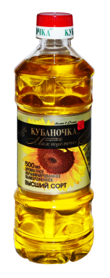 Масло подсолнечное Кубаночка нерафинированное 0,5л