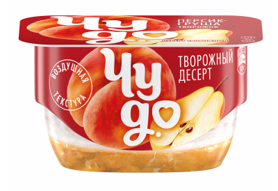 Десерт творожный Чудо воздушный Персик-Груша 4.2% 100г БЗМЖ