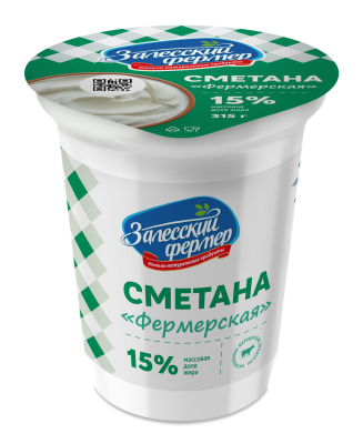 Сметана Залесский фермер 15% 315г БЗМЖ