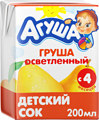 Сок Агуша Груша осветленный с 4мес т/п 200мл Сок Агуша Груша осветленный с 4мес т/п 200мл