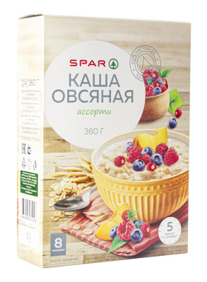 Каша овсяная SPAR Ассорти 8шт 360г
