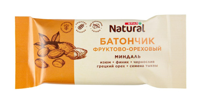 Батончик фруктово-ореховый SPAR Natural Миндаль 60г