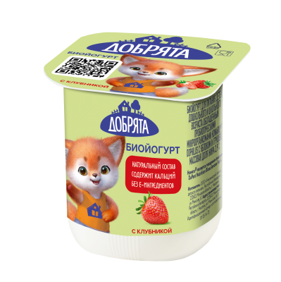 Биойогурт Добрята Клубника с 3лет 2,9% 100г БЗМЖ