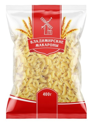 Макар изд Владимирские макароны Рожки рифленые 400г
