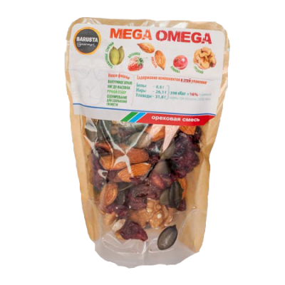 Смесь орехово-фруктовая Миндаль,тыквенная семечка,грецкий орех,клубника,клюква Баруста 100г