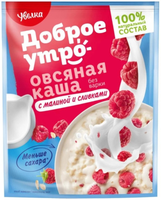 Каша овсяная Доброе утро Увелка с малиной и сливками б/п 40г