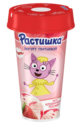 Йогурт питьевой Растишка Клубничный Пломбир от 3-х лет 2,8% стакан 190г БЗМЖ