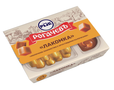 Лакомство с вареной сгущенкой Рогачевъ с хрустящими палочками 19% 30г+17г БЗМЖ