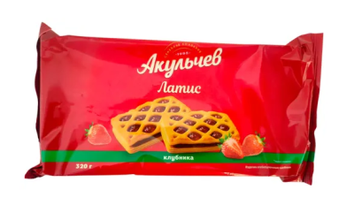 Печенье Акульчев Латис слоеное с клубникой 320г
