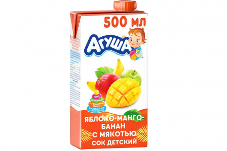 Сок детский Агуша Персик-Яблоко с мякотью, 500мл