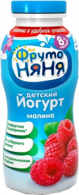 Йогурт питьевой ФрутоНяня Малина с 8мес 2,5% 200мл БЗМЖ
