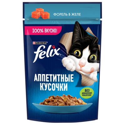 Корм влажный для кошек Феликс Форель кусочки в желе 75г