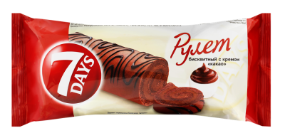 Рулет 7Дней бисквитный с кремом какао 200г