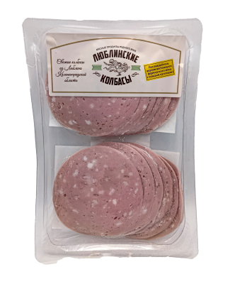 Колбаса любительская со шпиком нарезка ЛП 200г