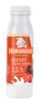 Йогурт питьевой Нежинская МФ Вишня/Черешня 2,5% 275г БЗМЖ