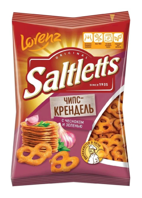 Крендель хрустящий Saltletts Чипс-крендель чеснок/зелень 70г