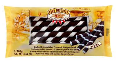 Трубочки вафельные Файн Бисквитс Зебра с начинкой со сливочным вкусом 160г