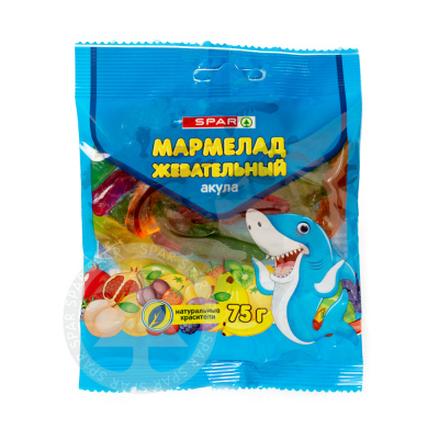 Мармелад жевательный SPAR Фруктовые фигурки Акулы 75г