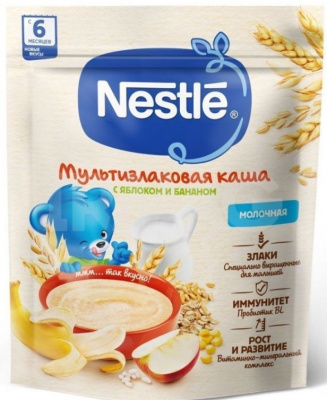 Каша молочная Нестле мультизлаковая Яблоко/Банан с 6мес д/п 200г БЗМЖ