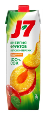 Сок J7 яблочно-персиковый 0.97л