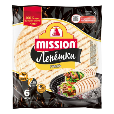Лепешки Тортильи Mission grill пшеничные оригинальные 250г