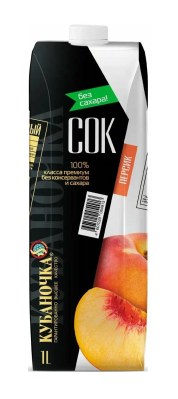 Сок Кубаночка Персик с мякотью 1л