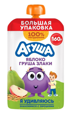 Пюре Агуша Яблоко/Груша/Злаки с 8мес д/п 160г