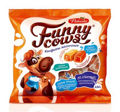 Конфеты молоч Победа вкуса Веселые коровки сгущ молоко 250г