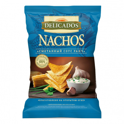 Чипсы кукурузные Начос Деликадос Сметанный соус Ранч 150г