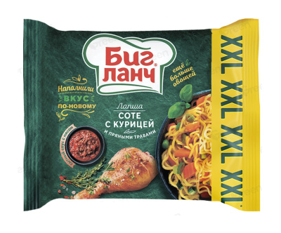 Лапша Биг Ланч Соте с курицей и пряными травами брикет 100г