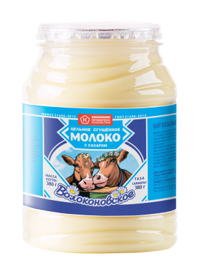 Молоко сгущеное Волоконовское цельное с сахаром 8,5% банка 380г БЗМЖ