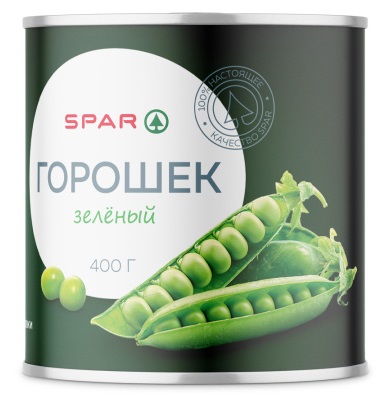 Горошек зеленый SPAR 400г ж/б ключ