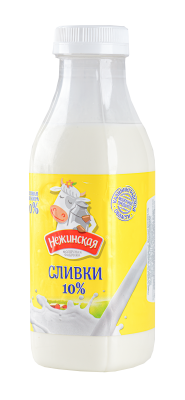 Сливки питьевые Нежинская МФ 10% 400г БЗМЖ