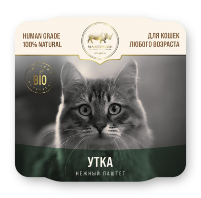 Корм влажный для кошек Мантенери Утка паштет 100г