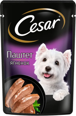 Корм влажный для собак Цезарь Ягненок паштет 80г