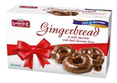 Пряники Ламбертц имбирные в темном шоколаде 500г
