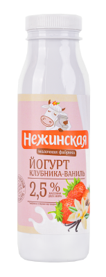 Йогурт питьевой Нежинская МФ Клубника/Ваниль 2,5% 275г БЗМЖ