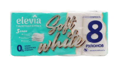Бумага туалетная Элевиа 3-сл 8 рул