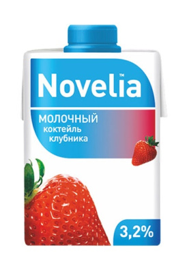 Коктейль молочный Новелия Клубника 3,2% 470г БЗМЖ
