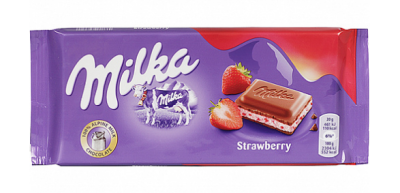 Плитка кондитерская Милка молочный Клубника 100г