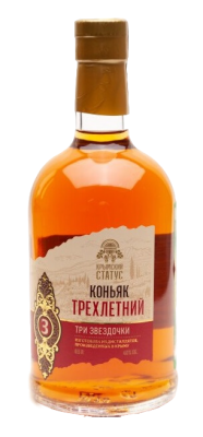 Коньяк Крымский статус Три звездочки 3 года 0,5л 40%