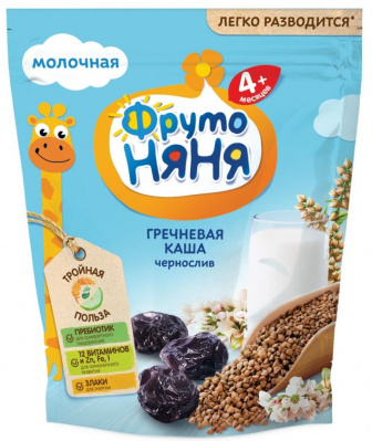 Каша молочная ФрутоНяня гречневая Чернослив с 4мес д/п 200г БЗМЖ