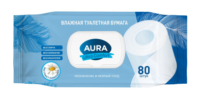 Влажная туалетная бумага Аура Ультра Комфорт А80 с клапаном
